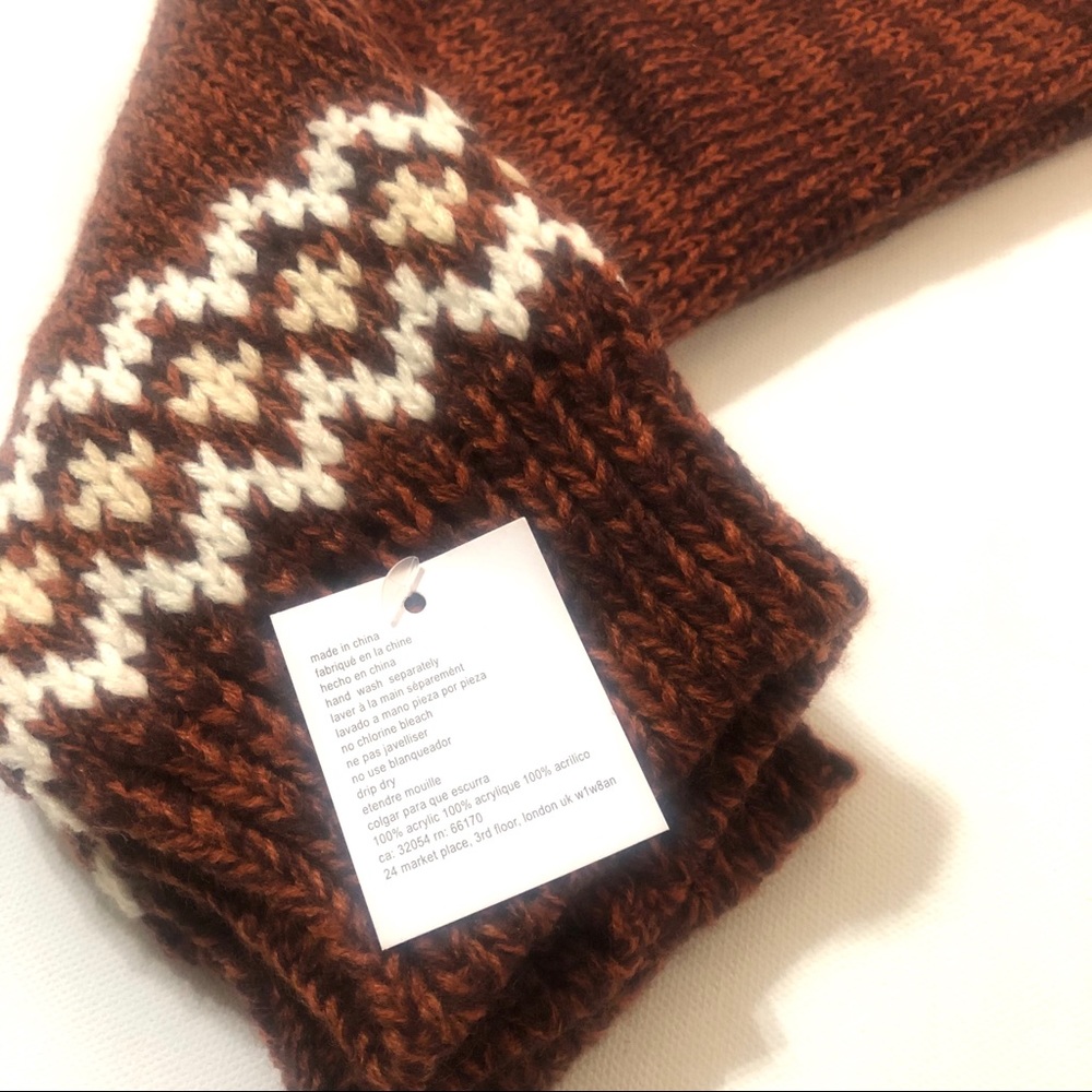 Free People Fairisle Rust Brown Retro Legwarmers - Picture 8 of 8